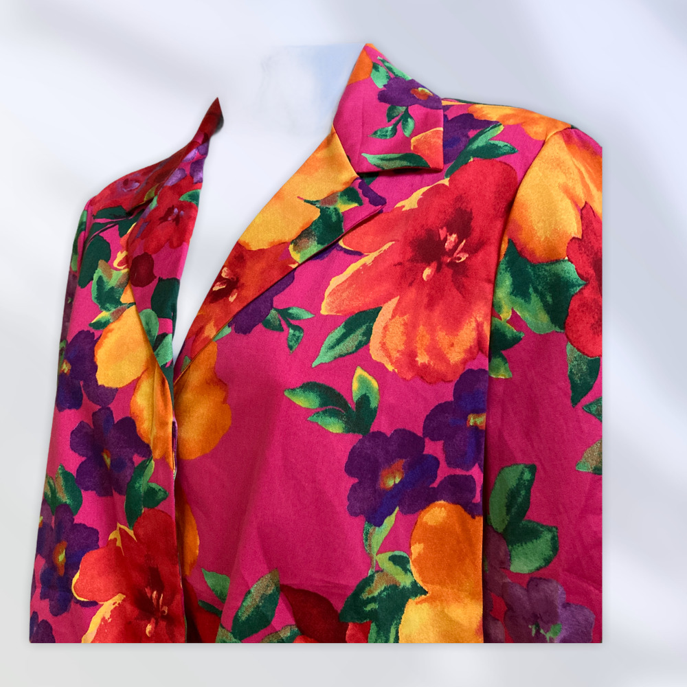 JONES NY Tropical Front Tie Blouse SMALL